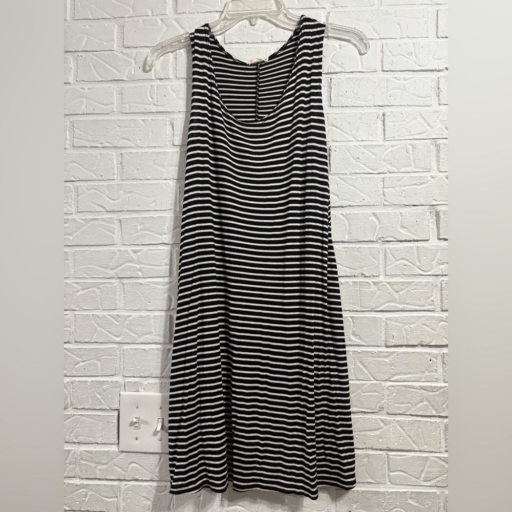 Olivia Rae Black and White Striped Women's Sleeveless Dress